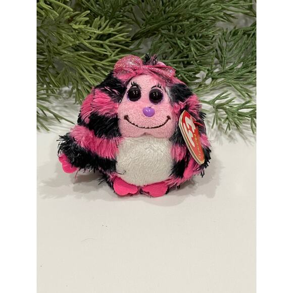 Ty Monstaz Zoey Pink With Black Stripes Key Clip - Picture 1 of 6